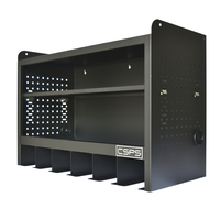 Armoire à outils murale en acier noir mat thermolaqué avec panneau perforé, capacité 125 kg, organisateur pour garage domestique, personnalisable OEM, 1 ensemble