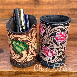 Premium Genuine Leather Pen Holder Storage <b>Box</b> <b>Large</b> Capacity Multi-Functional High-Quality Tooled Leather Desk Organizer <b>Box</b> - Product Image 1