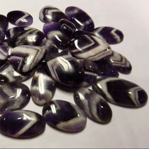 Gema de Amatista Natural, Corte Ovalado, Color Morado Blanco, Tamaño Libre, Cabujón Suelto para Joyería - Product Image 6