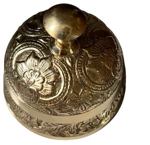 Antique Solid Brass Floral Design Manual Push Table <b>Call</b> <b>Bell</b> Vintage Press Desk for Hotel Counter Office Desk Home Decor - Product Image 6