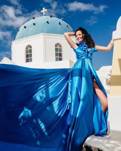 ชุดเดรสยาวผ้าซาตินไหมสไตล์วินเทจสุดหรูสำหรับถ่ายภาพอย่างเป็นทางการ - Product Image 2
