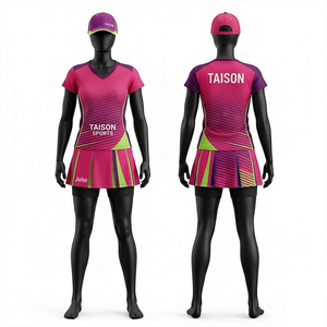 Robe de netball pour femmes, 180 GSM, polyester respirant, rayures violettes, turquoise et blanches, impression par sublimation, logo d'équipe personnalisé - Product Image 5