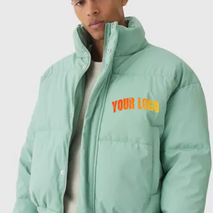 Custom Long Neck Heavyweight Puff Padded <b>Coat</b> Man Jacket Oversized 2025 Sea Green Bubble Men Shiny Puffer Jacket for Man - Product Image 5