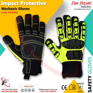 Gants de mécanicien haute visibilité anti-choc en cuir synthétique vert citron, robustes, avec matériau TPR, protection thermique, vente en gros - Product Image 2