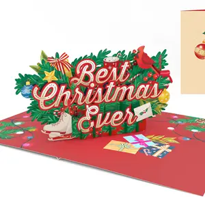 Koleksi Kartu Pop-Up hadiah Natal kartu ucapan Natal buatan tangan mewah kartu 3D untuk kerajinan kertas dekorasi