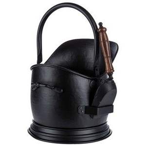 Porte-bûches en fer avec allumage et boîte à allumettes en métal noir pour cheminée - Product Image 3