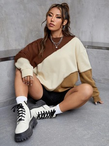 Sweat-shirts amples en molleton de coton pour femmes, personnalisables avec logo, à capuche et col rond, chauds pour l'hiver, style streetwear décontracté, vente en gros - Product Image 4