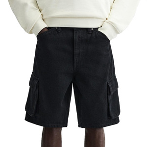 Pantalones Cortos Cargo Negros para Hombre, Estilo Vaquero, de Tela No Tejida Resistente, de Algodón Grueso, Duraderos, de Corte Holgado, Largos hasta la Rodilla, Utilitarios, Tallas Grandes - Product Image 1