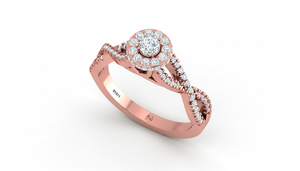 Anillo de Compromiso de Oro de 14K con Doble Halo de Diamantes Naturales Redondos y Tallo Dividido, Joyería de Diamantes de Alta Calidad, Pedidos al por Mayor Disponibles - Product Image 4