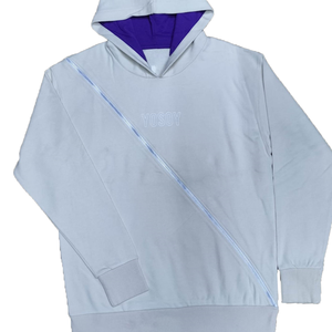 Light Grey Diagonal Zip Hoodie for Men <b>Women</b> New Stylish Dual Color Fleece Sweatshirt <b>Top</b> Casual Streetwear <b>Warm</b> Hooded IN Sale - Product Image 2