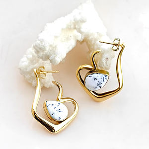 Pendientes de ópalo dendrítico natural en forma de pera, chapados en oro de 18k, joyería de moda para mujer, accesorios al por mayor - Product Image 5