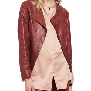 Chaqueta universitaria de piel de cordero Real para mujer, ropa de calle transpirable con estilo, forro de lana, chaqueta de cuero de algodón Súper elegante para mujer - Product Image 3