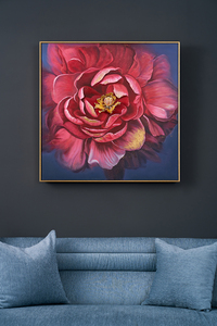 RORO 87x87x5.5CM Usine En Gros Nordique Doré Art Abstrait Fleur Mur Émail Artisanat <span class=keywords><strong>Pivoine</strong></span> Salon <span class=keywords><strong>Peinture</strong></span> Décorative - Product Image 2