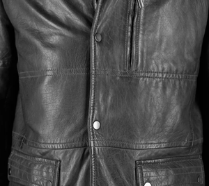 Chaqueta de cuero clásica de alta calidad para hombre para invierno Chaqueta de cuero de tela Premium - Product Image 5