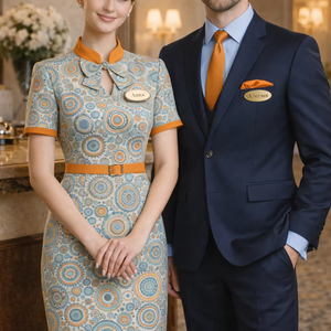 Veste de chef unisexe Vesbhusha à manches courtes, impression numérique, polyester/coton, détection des aiguilles, uniforme de restaurant et de bar - Product Image 2