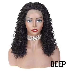 Proveedor al por mayor de La India Peluca de pelo indio crudo para mujer Frontal de encaje suave con estilo de onda de agua Peluca de onda profunda suelta negra - Product Image 5