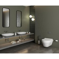 Salle de bain de luxe Céramique Blanc Accroché au mur EWC Toilette-Eau Placard Commode Chaise et Lavabo Combo