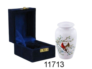 Urna de recuerdo de metal Cardinal impreso con caja de terciopelo para cenizas humanas Suministros de urna para cenizas funerarias de metal - Product Image 2