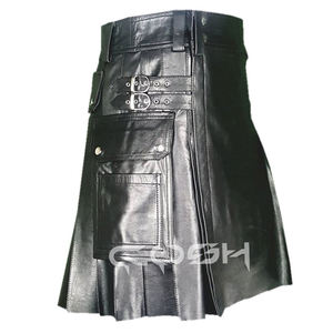 Kilt en cuir noir de sport pour hommes actifs écossais Kilts traditionnels de fierté écossaise incarnés avec une élégance raffinée - Product Image 3