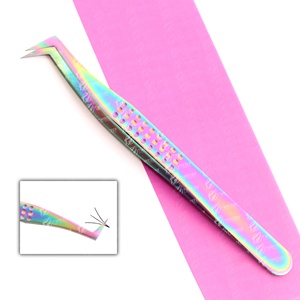 Pince à épiler d'extension de cils de botte individuelle à volume élevé Pointe en fibre pointue en acier inoxydable personnalisée Marque privée - Product Image 3