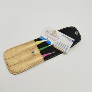 Professionnel meilleur métal incurvé volume pointu personnalisé en acier inoxydable extension de cils pince à épiler cils pince à épiler pochette durable - Product Image 2