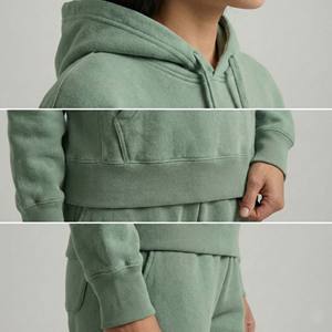 Sage Green Velvet Solid Streetwear Tracksuit <b>Women</b> High Quality Cotton Two Piece Set Skinny Fit Hoodie and Tapered Joggers - Product Image 6