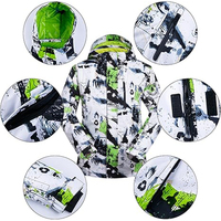 Ensemble veste et pantalon de ski imprimés pour homme, taille plus, TBF-058, imperméable, coupe-vent, avec capuche, combinaison de neige pour les sports d'hiver