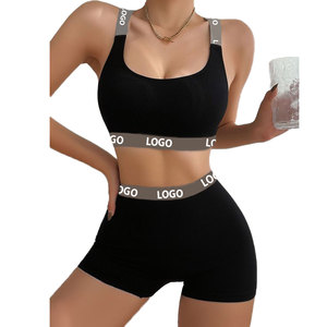 Ensemble de yoga décontracté pour femmes, coupe ajustée, 2 pièces, motif uni, haut et short, vêtements de sport d'hiver, fermeture à cordon, respirant, coton/polyester - Product Image 2