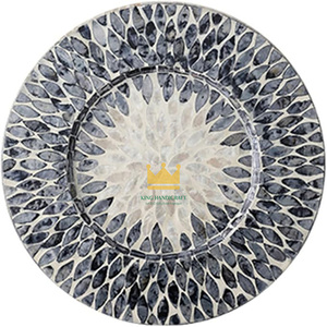 Customize Mother of Pearl Elegant Pearl Inlay Charger Plate Custom Size Dessert Serving Tray for Home Decor <b>Cheap</b> Price - Product Image 1