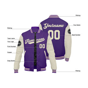 Custom Wool and Leather Varsity <b>Bomber</b> <b>Jacket</b> MCACVJ17 with Embroidered Logo and Stand Collar Custom Varsity <b>Jacket</b> - Product Image 4