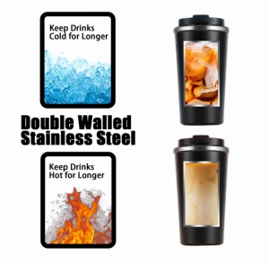 Mug à café isotherme en acier inoxydable pour adultes, tasse à café en métal, anti-fuite, <span class=keywords><strong>gobelet</strong></span> de voyage isolé avec couvercle, 350 ml, 500 ml - Product Image 2