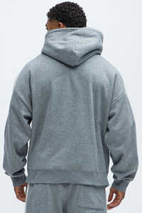 เสื้อฮู้ดดี้ผู้ชายสีเทาแบบสั่งทำพิเศษ ผลิตจากผ้าฝ้ายฟลีซคุณภาพพรีเมียม นุ่ม สบาย มีแถบข้างสีขาว สไตล์ลำลอง สำหรับขายส่ง - Product Image 2