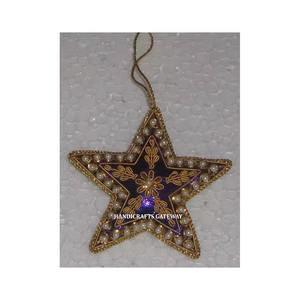 Nuevo trabajo con cuentas en forma de estrella Zari bordado adornos de Navidad decoración de fiesta de Navidad Festival adorno de entrega - Product Image 1