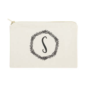 Sac de rangement pour maquillage personnalisé portable avec motif de couronne, trousse de maquillage de voyage avec motif de lettres - Product Image 1