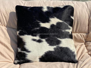 Housse de coussin en cuir de vache véritable, la plus vendue, élégante, en fourrure, décoration d'intérieur - Product Image 3