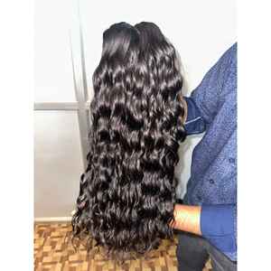Meilleure vente 100% extensions humaines brutes indiennes vierges non transformées de haute qualité faisceaux bouclés de vague naturelle exportation directe inde - Product Image 1