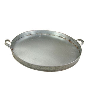 Plateau de service rond moderne en métal galvanisé avec poignées, parfait pour les tables à manger, les fêtes, le rangement et la décoration intérieure - Product Image 1