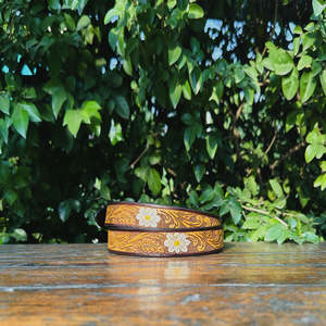 Ceinture de style western en cuir véritable peinte à la main avec motif de cheval, boucle en alliage de zinc, vintage, 40 mm, taille personnalisée - Product Image 5