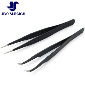 Pinzas de pestañas negras duraderas de acero inoxidable con punta puntiaguda precisa para extensiones de pestañas y herramientas de maquillaje - Product Image 5