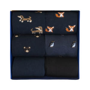 Chaussettes Quotidiennes Blanches en Coton pour Hommes, Motif Animalier, Coffret Cadeau Chaud – 6 Paires, Spandex Jetable, Impression Numérique, Semelle Unique, Hiver - Product Image 2