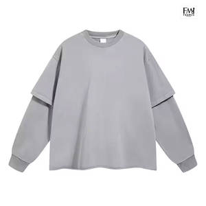 Gym Causal Coton Sports Plus Size Plain Men T-Shirts For Custom Pattern Full Sleeve Double Layer Long Sleeve T-Shirts - Product Image 4