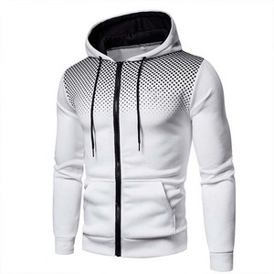 Sweats à capuche en coton à manches longues pour hommes, vente en gros, couleur unie, blanc, personnalisé, Sublimation, imprimé, Zip Up, Gym, Fitness, différentes couleurs - Product Image 2