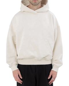 Sudadera con capucha con logotipo personalizado polar negro pesado de gran tamaño unisex en blanco de alta calidad grueso 100% algodón recortado para hombre - Product Image 4