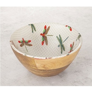 Royal Look Wooden Round Food Serving <b>Bowl</b> With <b>Enamel</b> Print for Home & Restaurant Tabletop Dinnerware Serving <b>Bowls</b> - Product Image 5