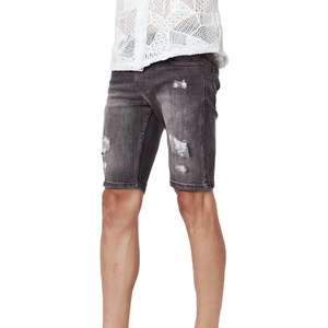 Pantalones Cortos de Mezclilla Rasgados para Hombre, Elásticos, de Algodón, Ajustados, Casuales, Estilo Urbano, de Verano, Personalizados, OEM, Marca Privada, de Fábrica - Product Image 2