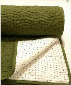 ผ้าห่มคันธาผ้าฝ้ายสีเขียวเข้ม งานเย็บมือ เป็นมิตรกับสิ่งแวดล้อม ใช้ได้ทั้งสองด้าน ดีไซน์ทันสมัย เหมาะสำหรับทุกฤดู ใช้ได้ทั้งในบ้านและงานแต่งงาน - Product Image 5