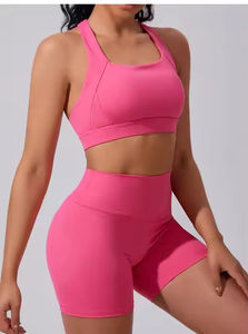 Women's Active Wear Gym Fitness Set 3-Piece Sports Bra <b>Jacket</b> <b>Yoga</b> Leggings-XL Size Solid Pattern Zipper Decorations Front Logo - Product Image 3