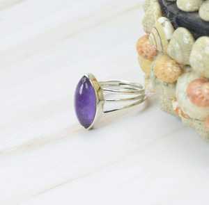 Vente en gros 925 bague en argent sterling massif taille marquise pierre précieuse améthyste naturelle bague en pierre à facettes pour les femmes idée cadeau - Product Image 3