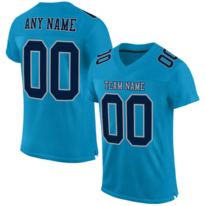 Recién llegado, camiseta de malla de fútbol, Color azul cielo, manga corta, poliéster, hecho de secado rápido, camiseta de aficionado al ejercicio de fútbol americano - Product Image 3
