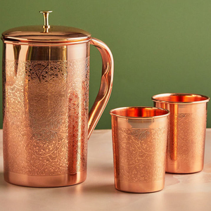 เหยือกน้ำทองแดงแท้ลายสลักแบบดั้งเดิม ดีไซน์รักษ์โลก สวยงามหรูหรา เหมาะสำหรับใช้ในบ้าน งานแต่งงาน - Product Image 5